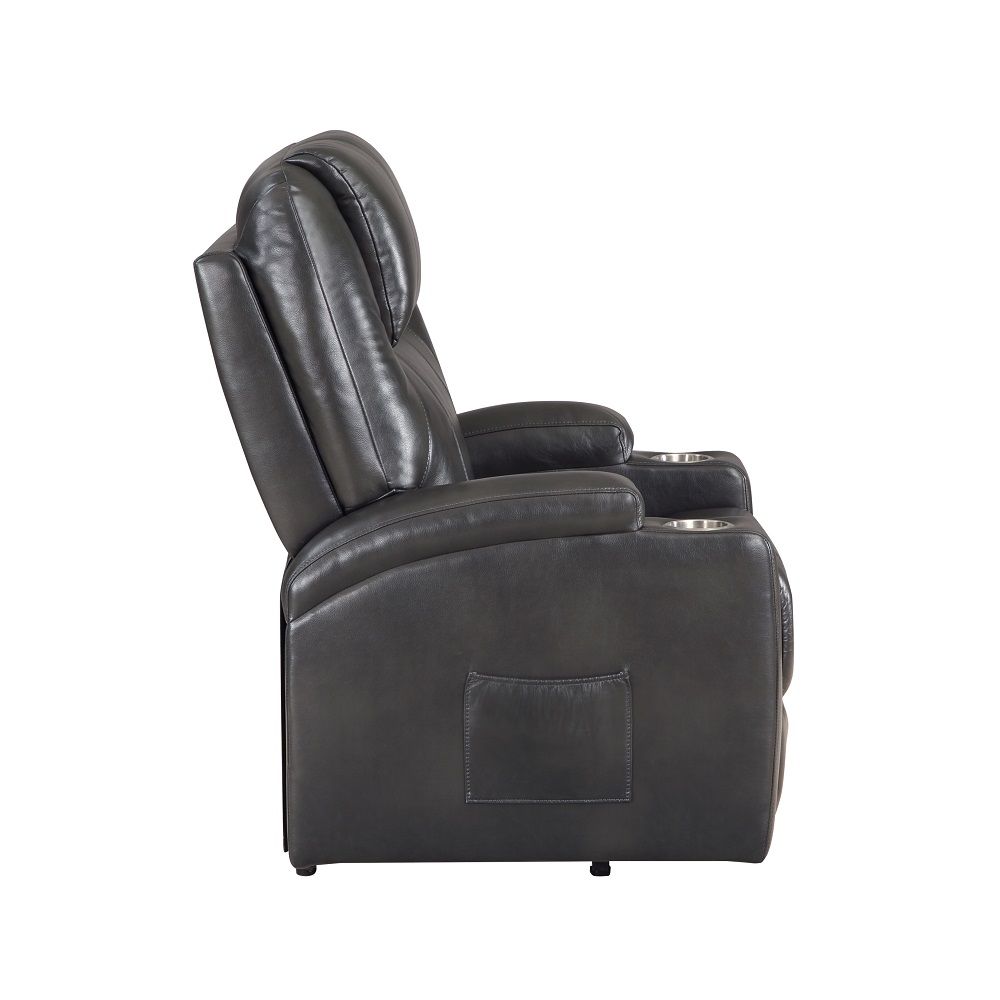 Gunmetal Leather Aire Evander Power Lift Recliner by ACME Furniture