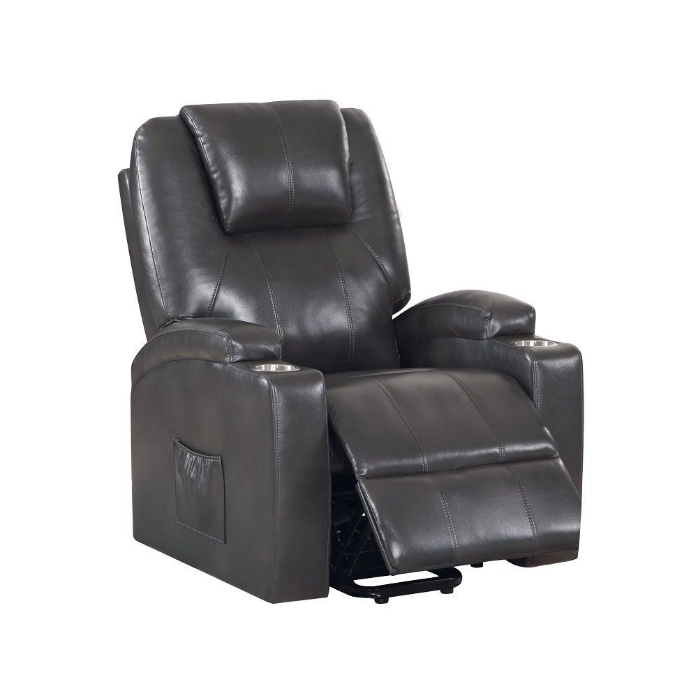 Gunmetal Leather Aire Evander Power Lift Recliner by ACME Furniture
