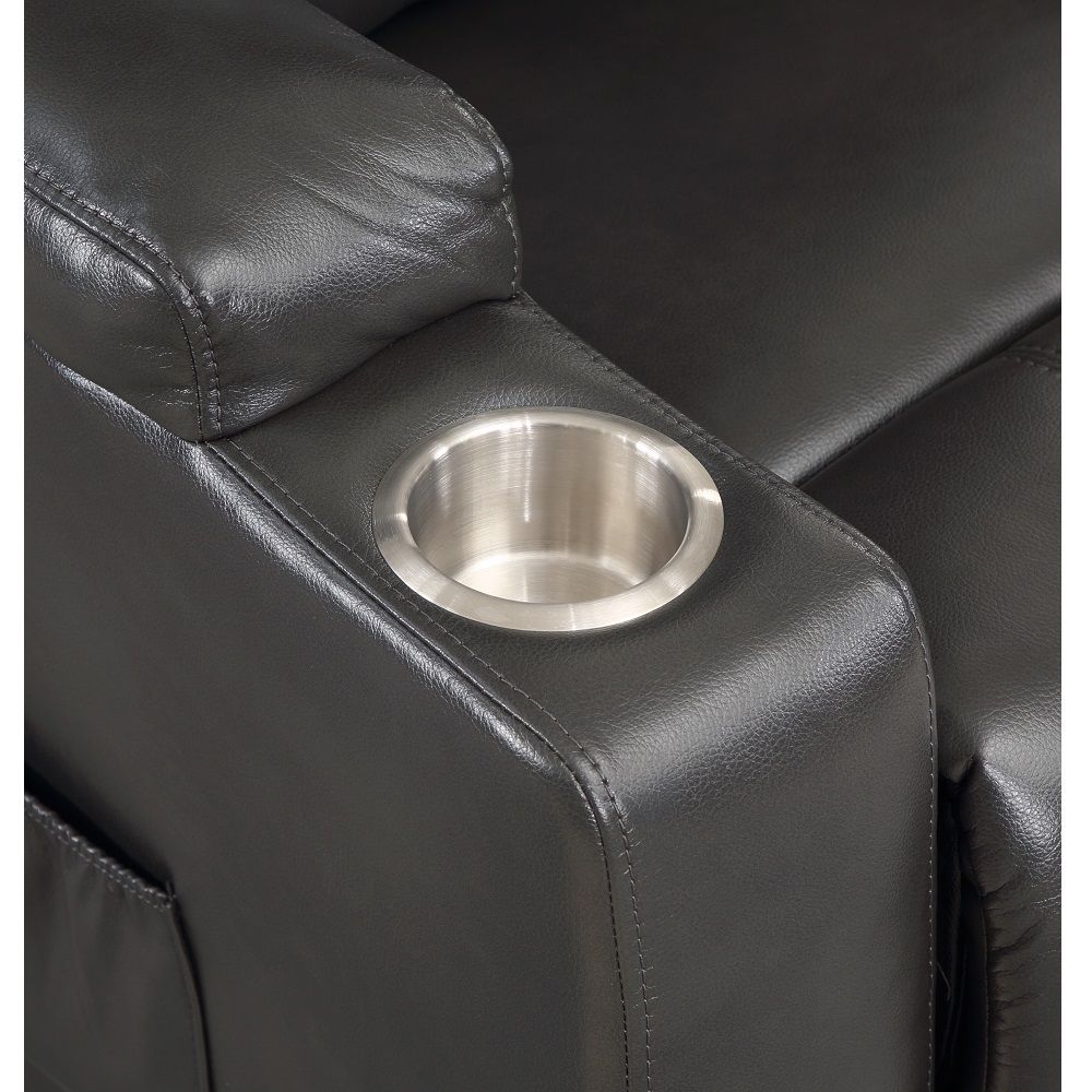 Gunmetal Leather Aire Evander Power Lift Recliner by ACME Furniture