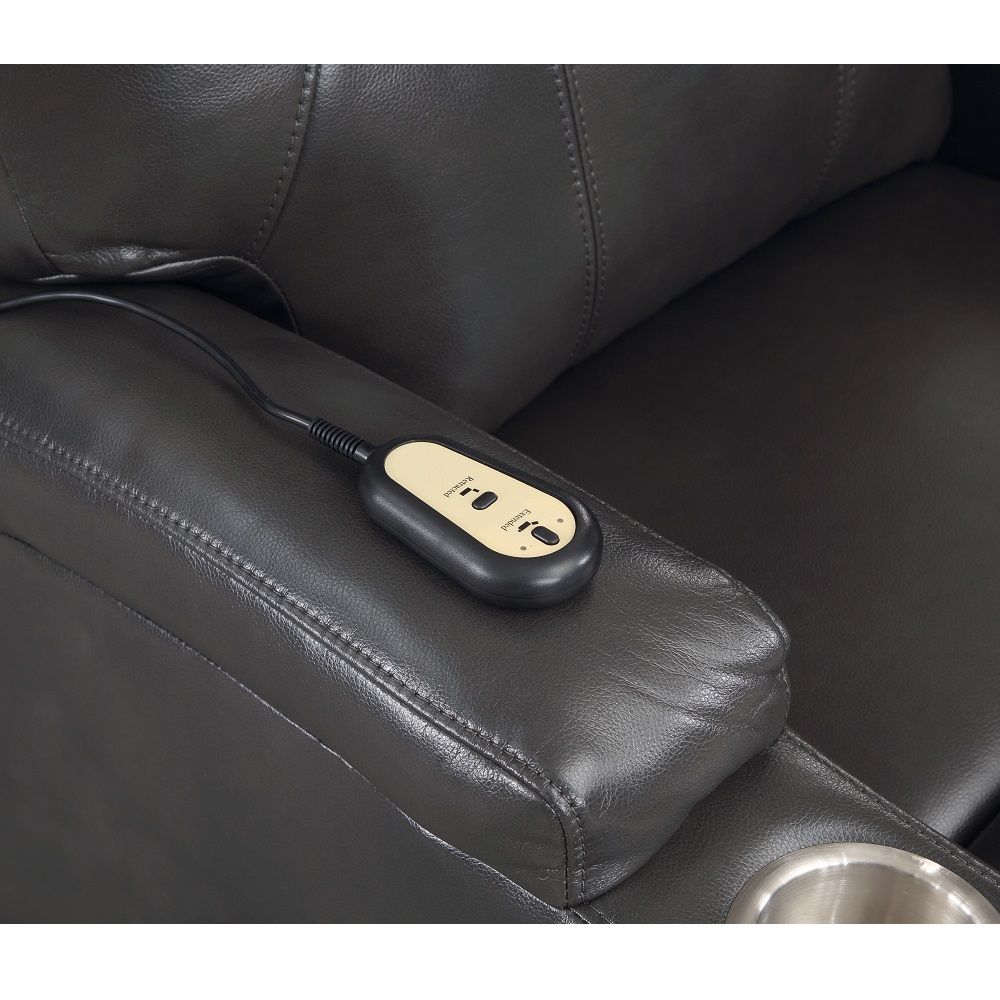 Gunmetal Leather Aire Evander Power Lift Recliner by ACME Furniture