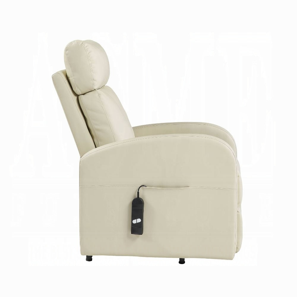 Ricardo Power Motion Recliner W/Lift Faux Leather off White by ACME Furniture