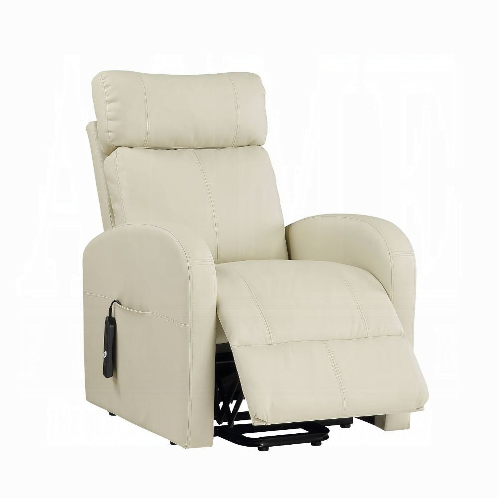 Ricardo Power Motion Recliner W/Lift Faux Leather off White by ACME Furniture