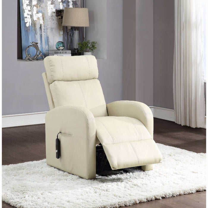 Ricardo Power Motion Recliner W/Lift Faux Leather off White by ACME Furniture