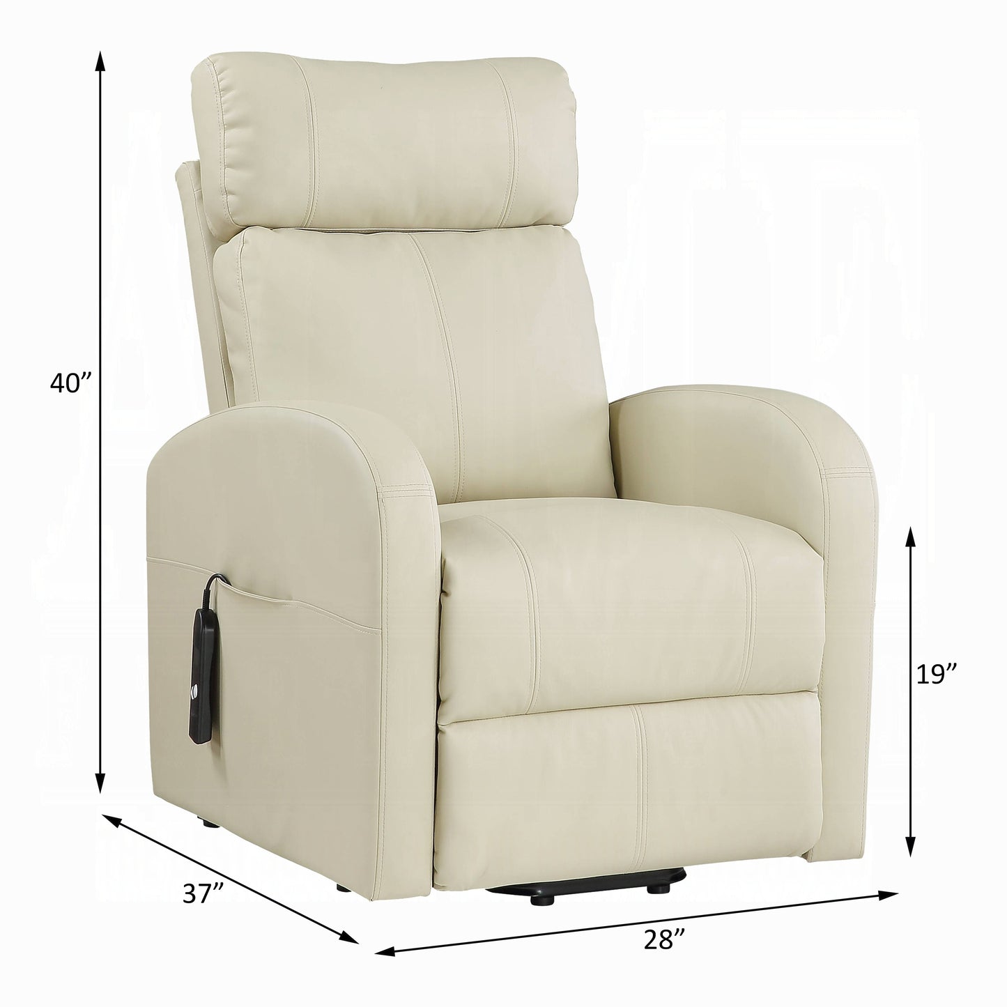 Ricardo Power Motion Recliner W/Lift Faux Leather off White by ACME Furniture