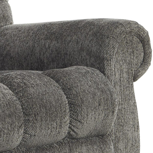 Metal Frame Power Lift Recliner With Tufted Seat and Back in Gray by BENZARA