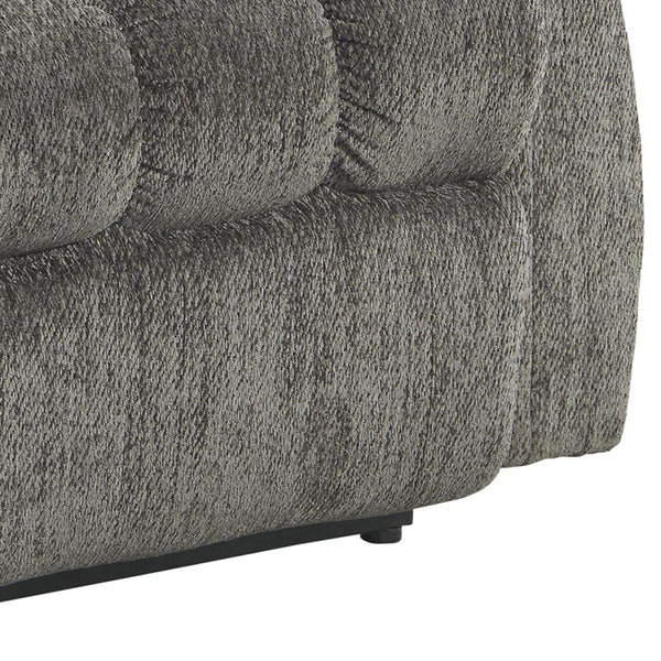 Metal Frame Power Lift Recliner With Tufted Seat and Back in Gray by BENZARA
