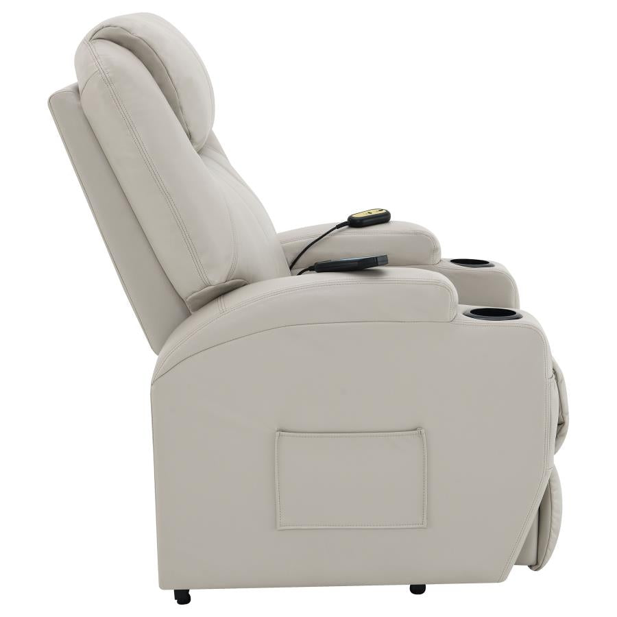 Sanger Power Lift Recliner Chair With Massage Champagne by COASTER