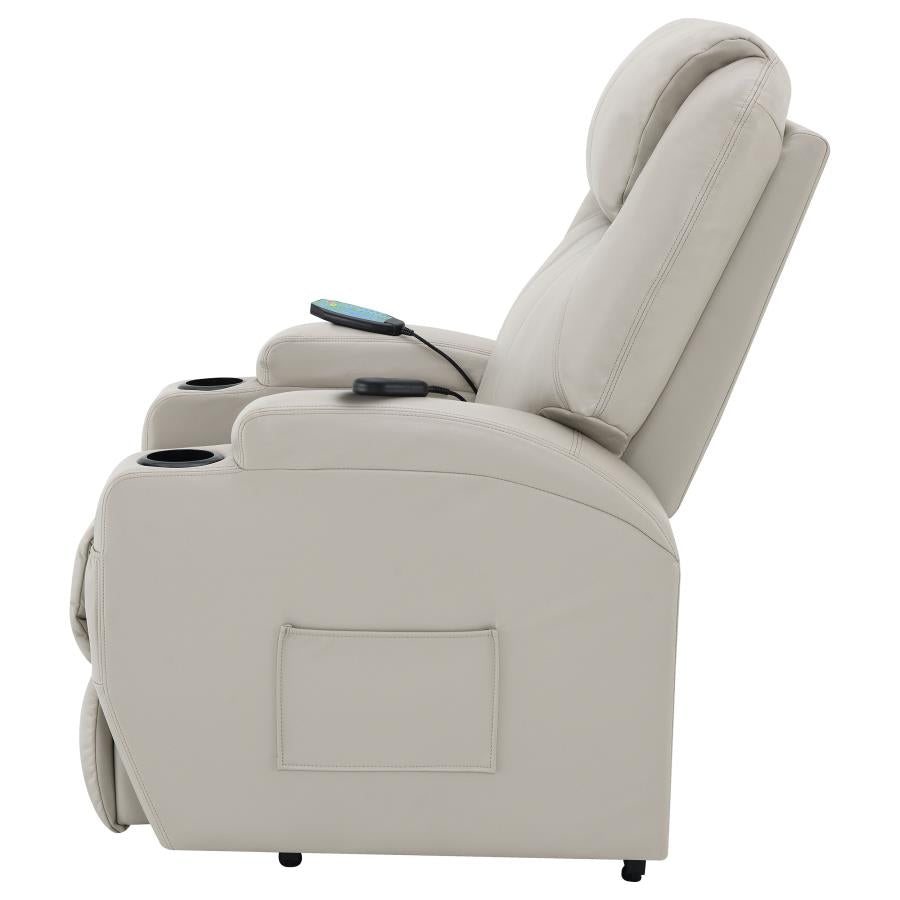 Sanger Power Lift Recliner Chair With Massage Champagne by COASTER