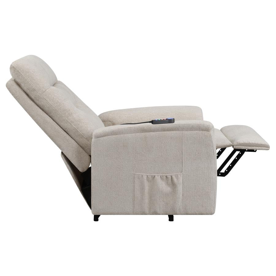 Henrietta Power Lift Recliner with Storage Pocket Beige by COASTER