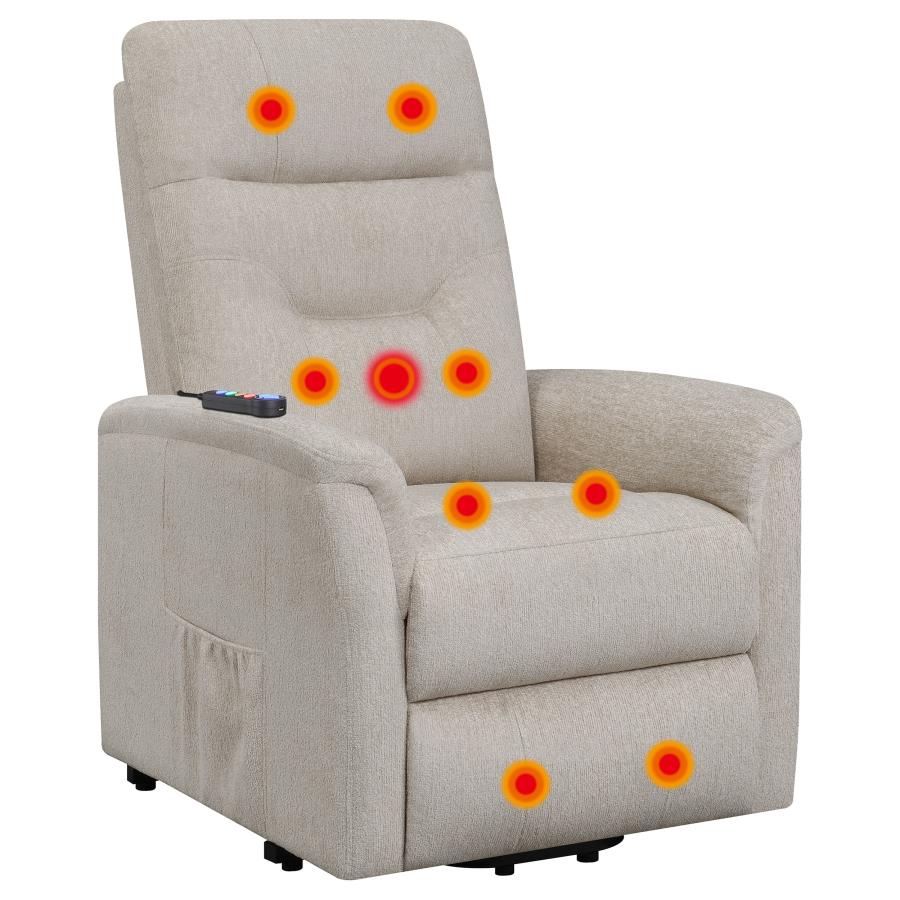 Henrietta Power Lift Recliner with Storage Pocket Beige by COASTER