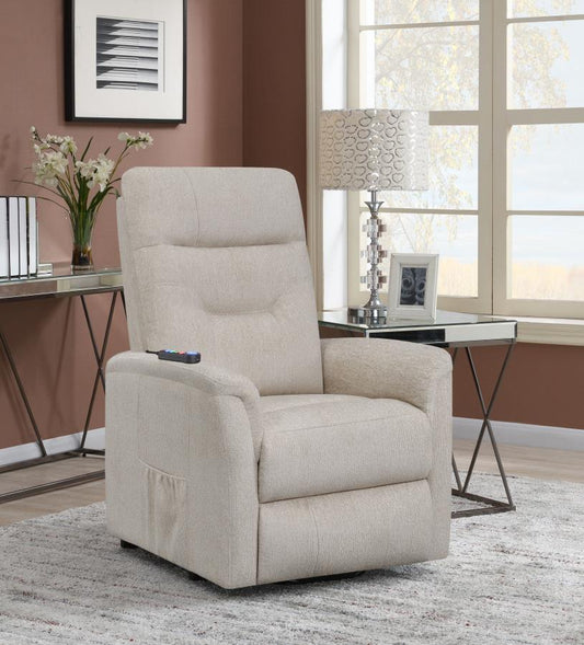 Henrietta Power Lift Recliner with Storage Pocket Beige by COASTER