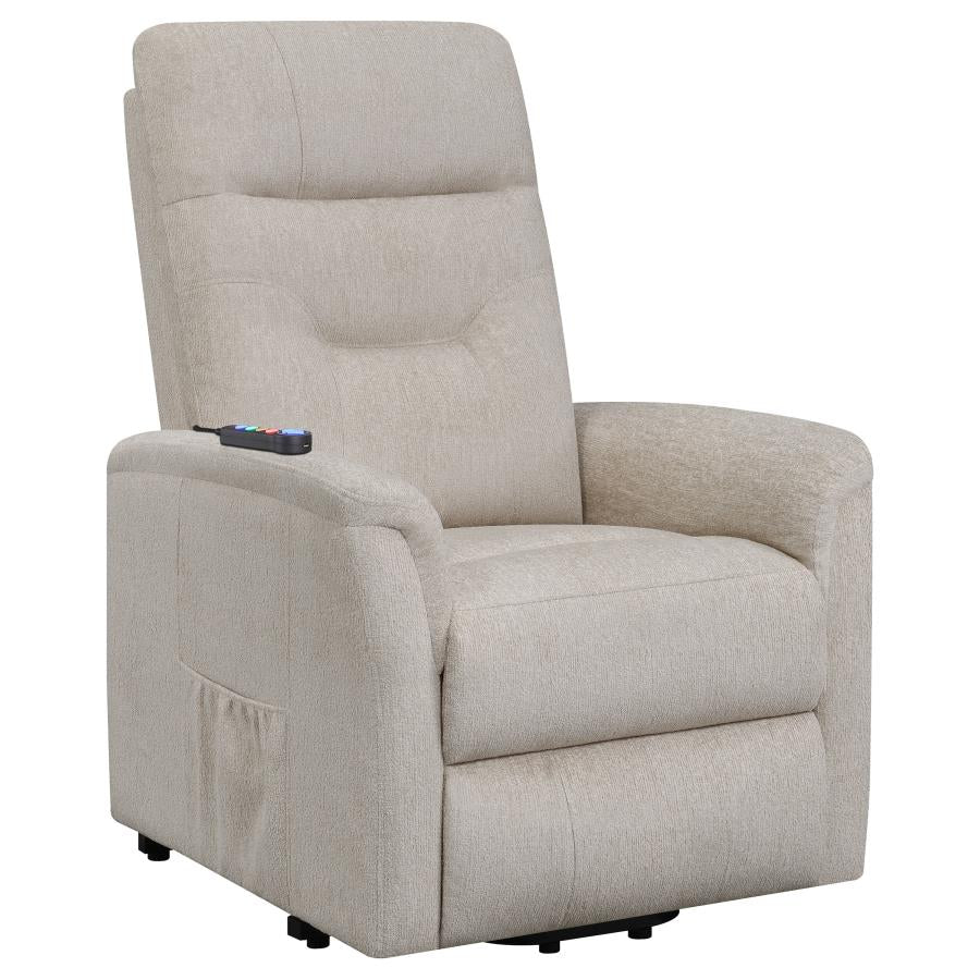 Henrietta Power Lift Recliner with Storage Pocket Beige by COASTER