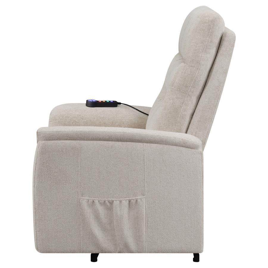 Henrietta Power Lift Recliner with Storage Pocket Beige by COASTER