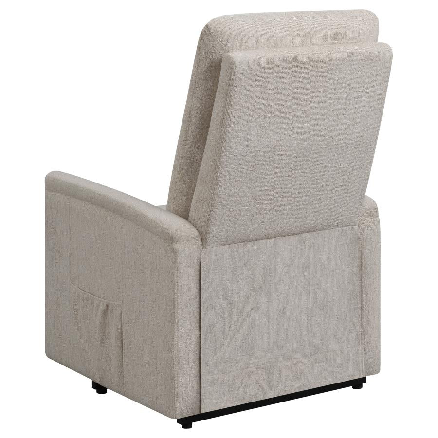 Henrietta Power Lift Recliner with Storage Pocket Beige by COASTER