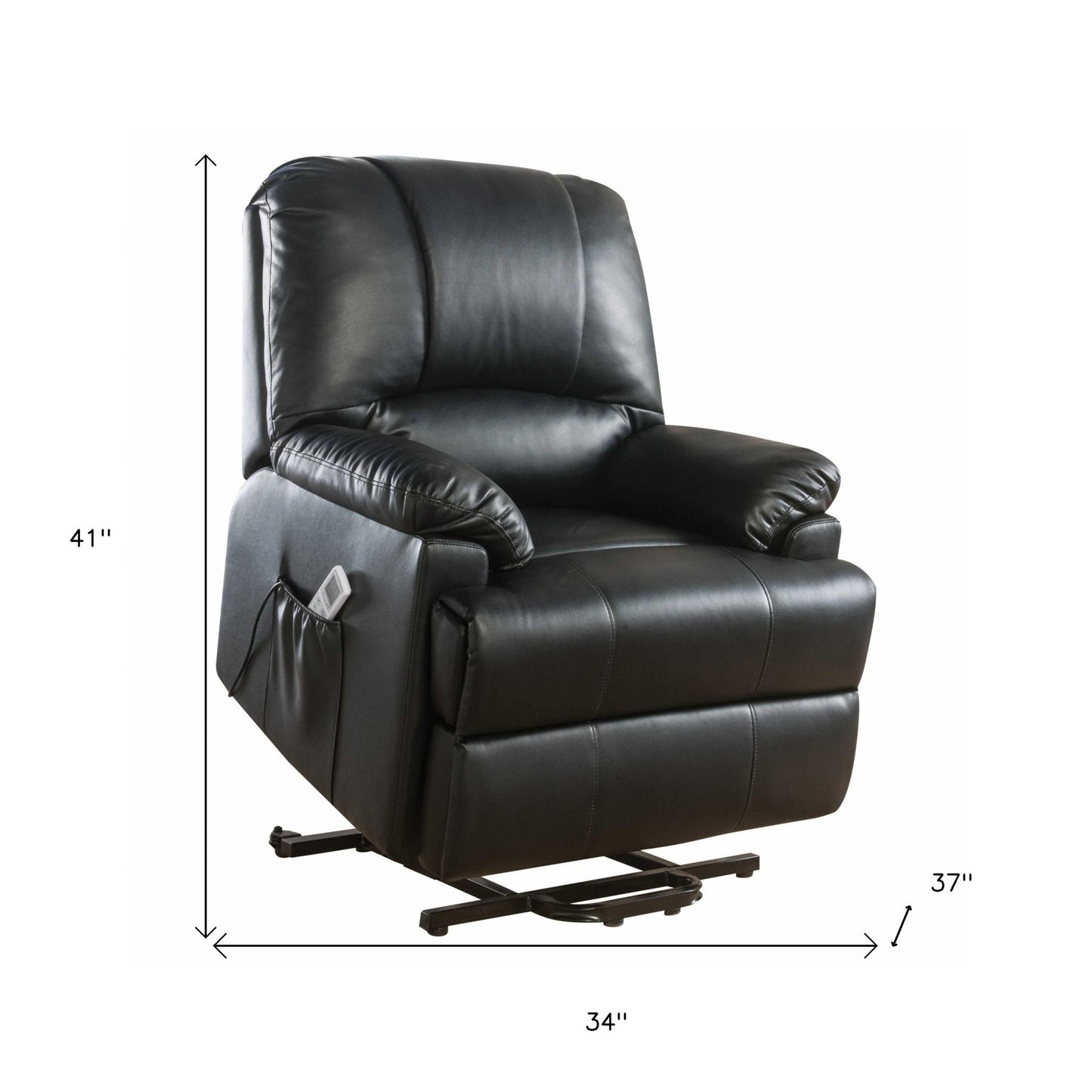 NEW Black Leatherette Power Lift Massage Recliner by HOMEROOTS