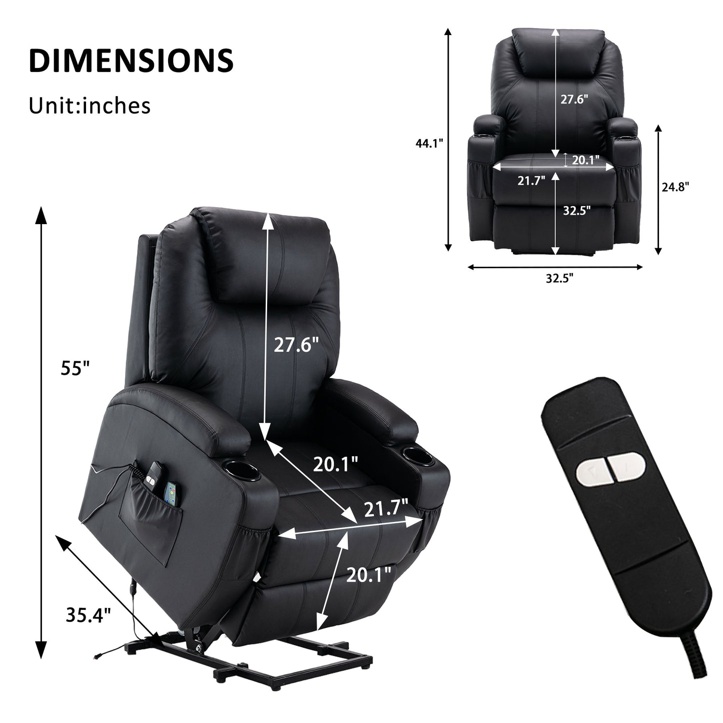 Lift Assist Power Recliner Plus Massage & Heated by HOMEROOTS