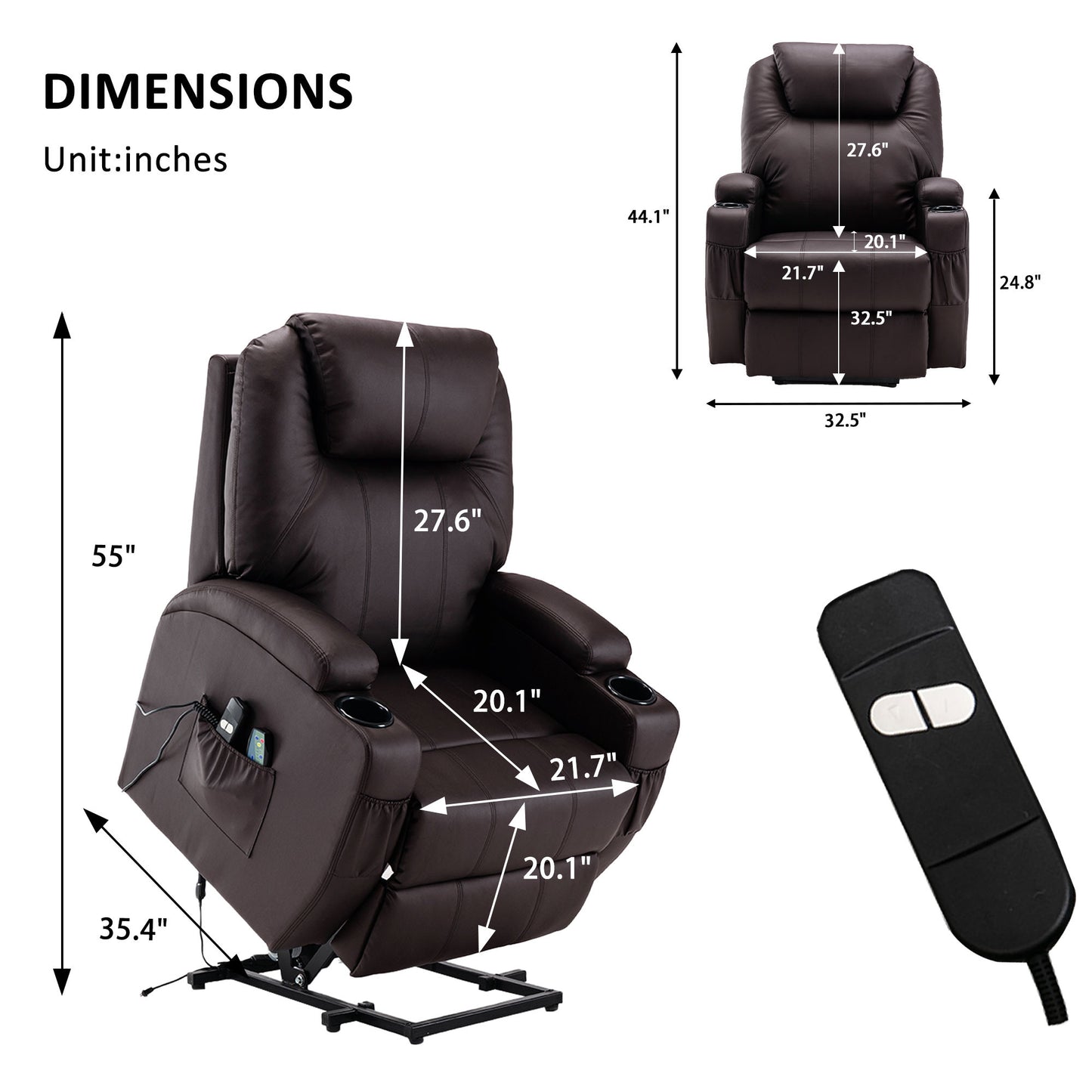 Lift Assist Power Recliner Plus Massage & Heated by HOMEROOTS