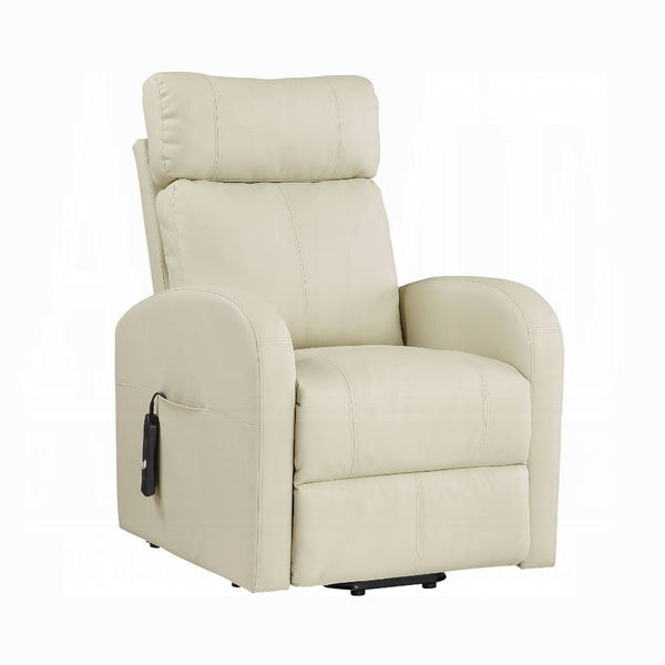 Ricardo Power Motion Recliner W/Lift Faux Leather off White by ACME Furniture