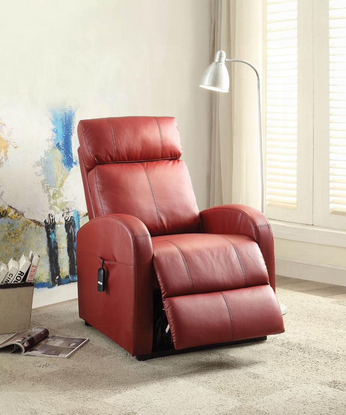 Ricardo Power Motion Recliner W/Lift In Red by ACME Furniture