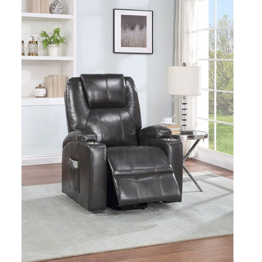 Gunmetal Leather Aire Evander Power Lift Recliner by ACME Furniture