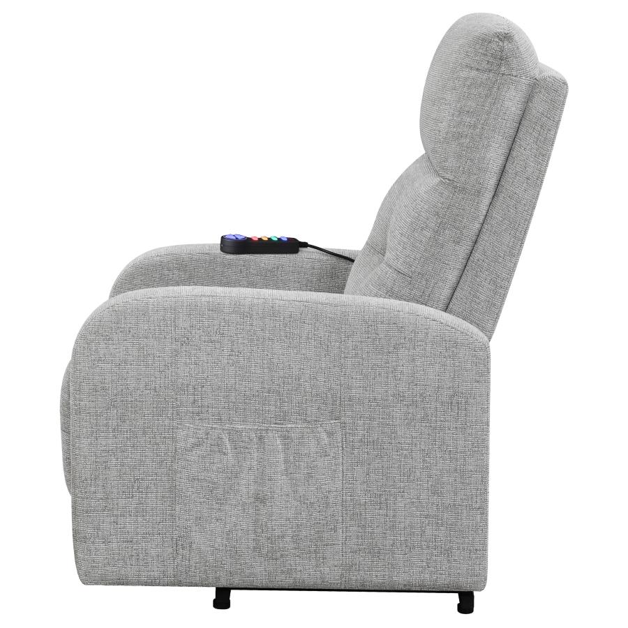 Howie Tufted Upholstered Power Lift Recliner Grey by COASTER