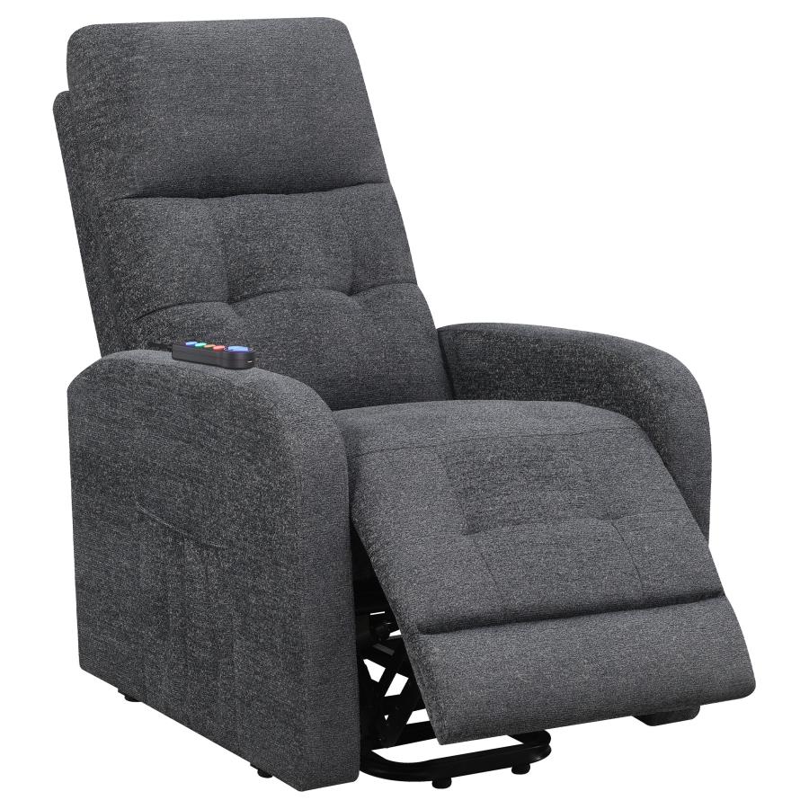 Howie Tufted Upholstered Power Lift Recliner Charcoal by COASTER