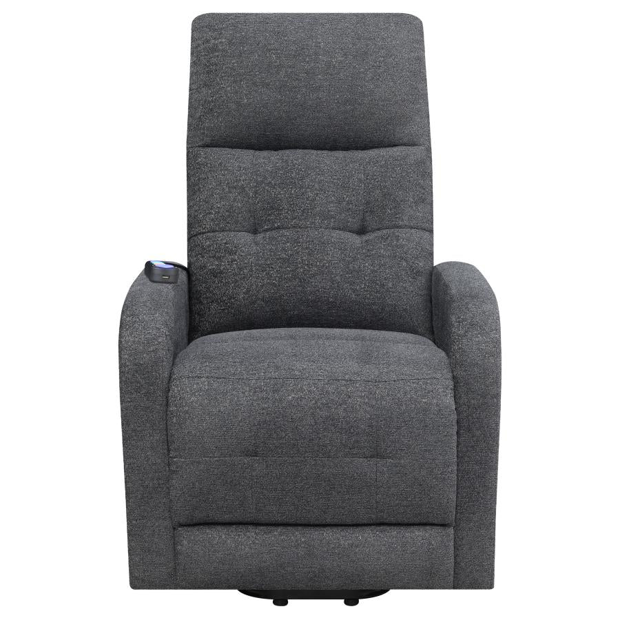 Howie Tufted Upholstered Power Lift Recliner Charcoal by COASTER