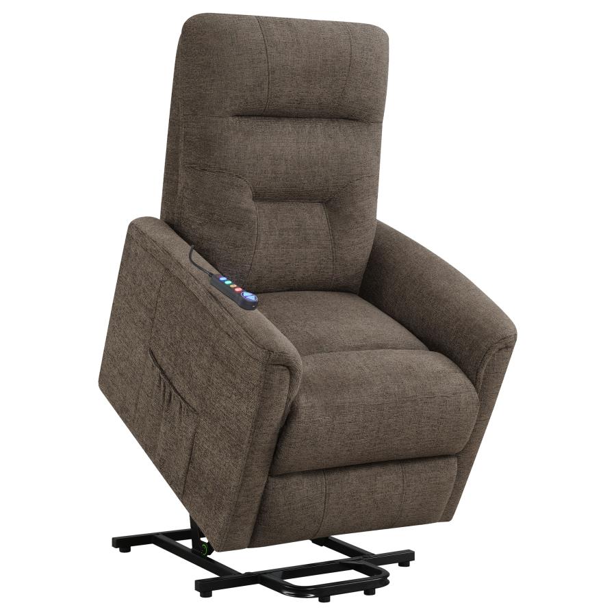 Henrietta Power Lift Recliner with Storage Pocket Brown by COASTER