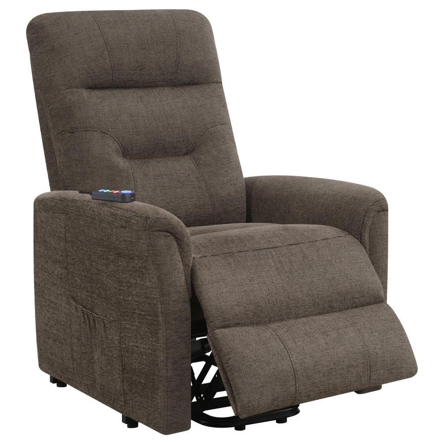 Henrietta Power Lift Recliner with Storage Pocket Brown by COASTER