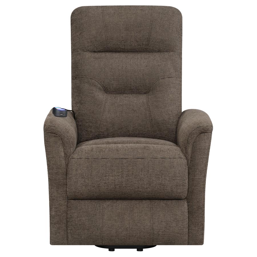 Henrietta Power Lift Recliner with Storage Pocket Brown by COASTER