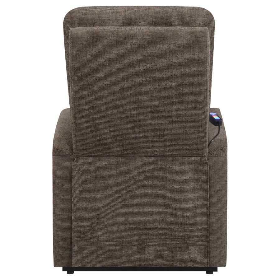 Henrietta Power Lift Recliner with Storage Pocket Brown by COASTER