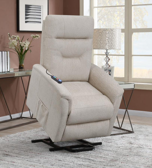 Henrietta Power Lift Recliner with Storage Pocket Beige by COASTER